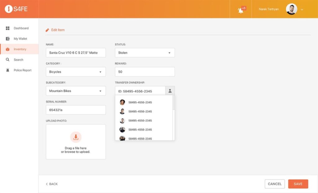 S4FE item editor with ownership transfer